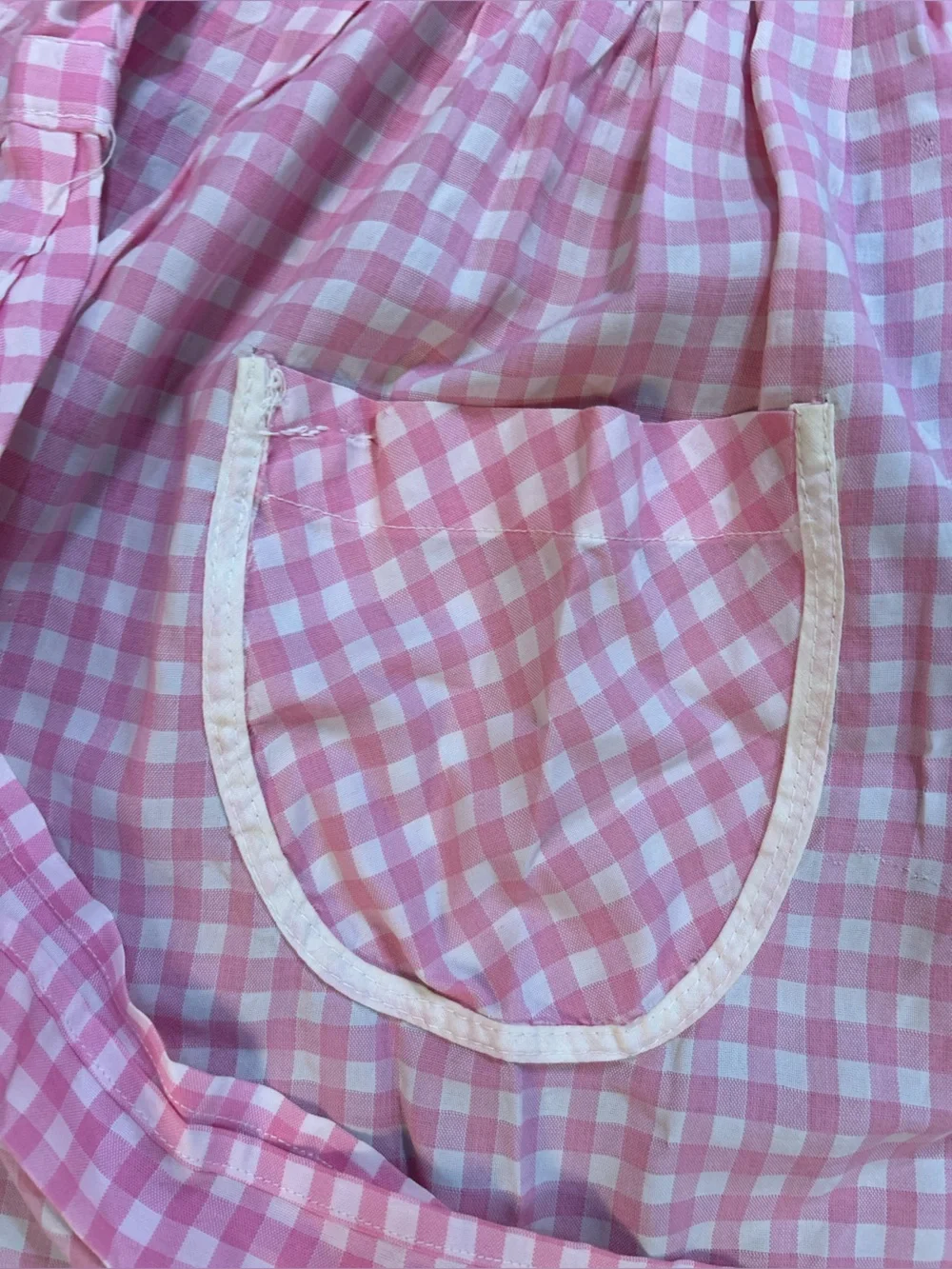Pink Gingham Half Apron Cottagecore Checkered Waist Apron Pockets